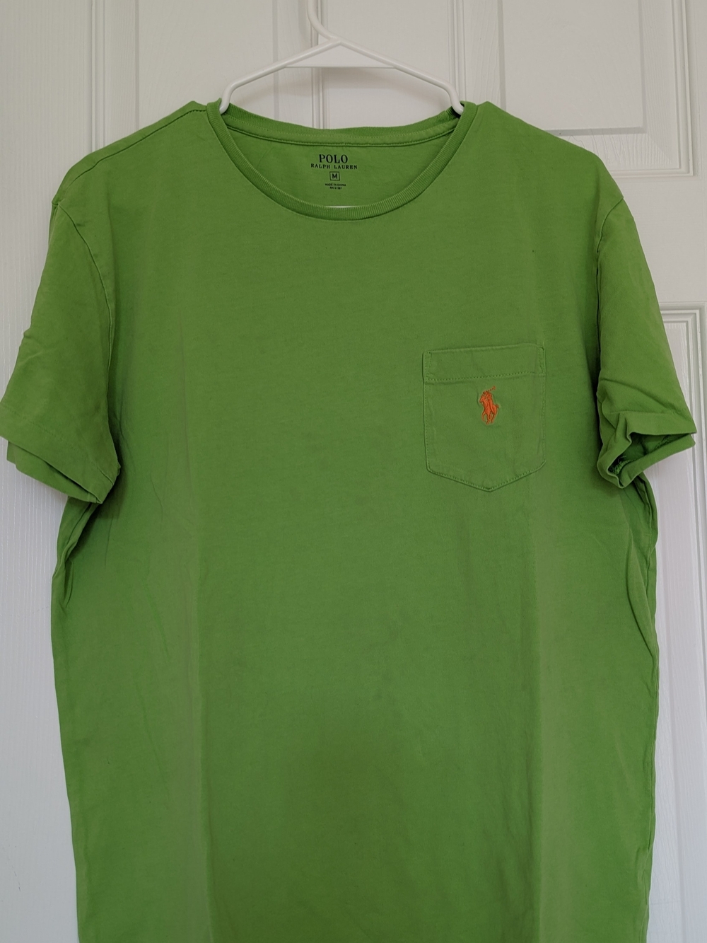 Polo by Ralph Lauren Green Pocket Tee with Orange Pony Embroidery